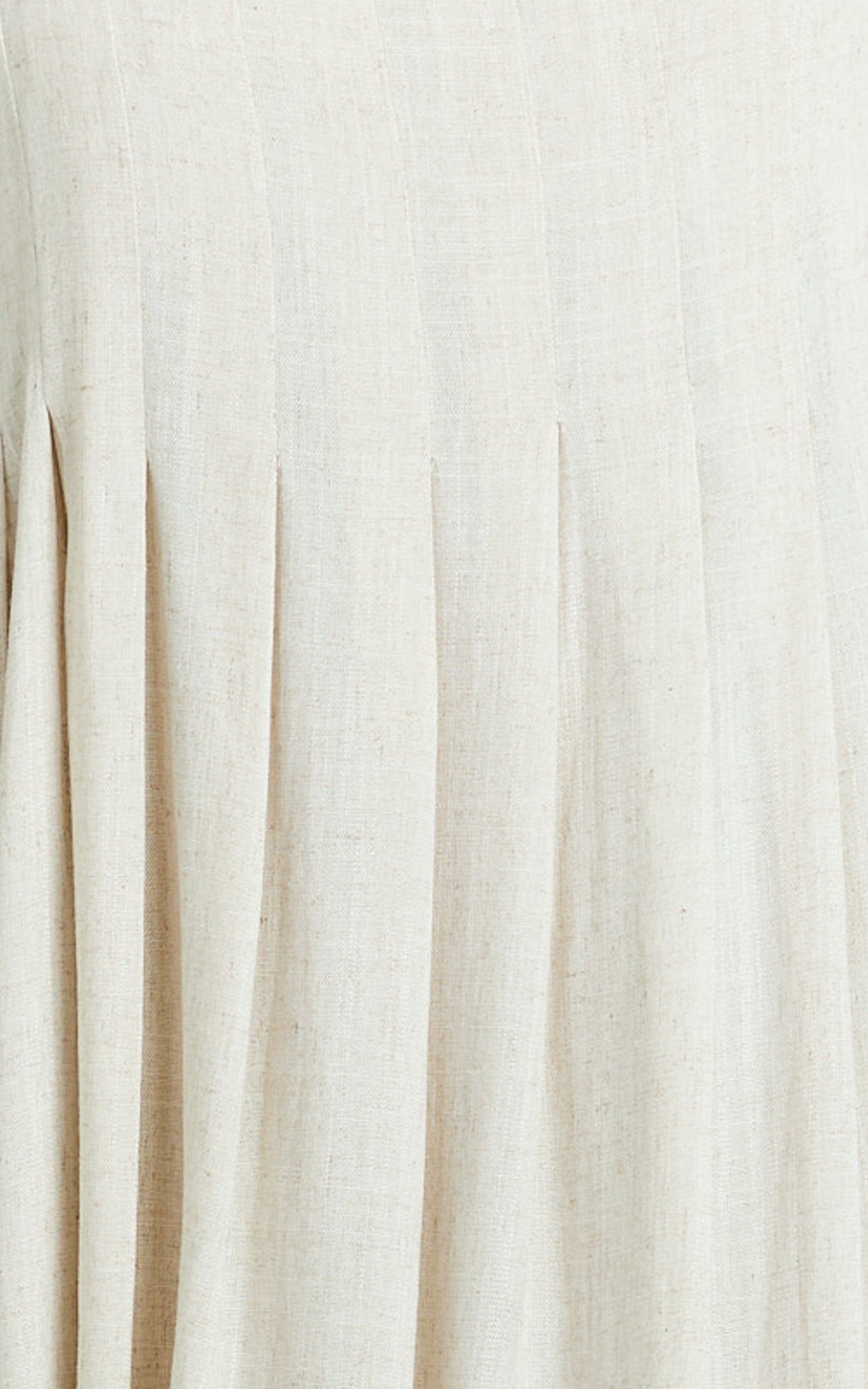 Yanna Midi Dress - Square Neckline Pleated Dress in Beige