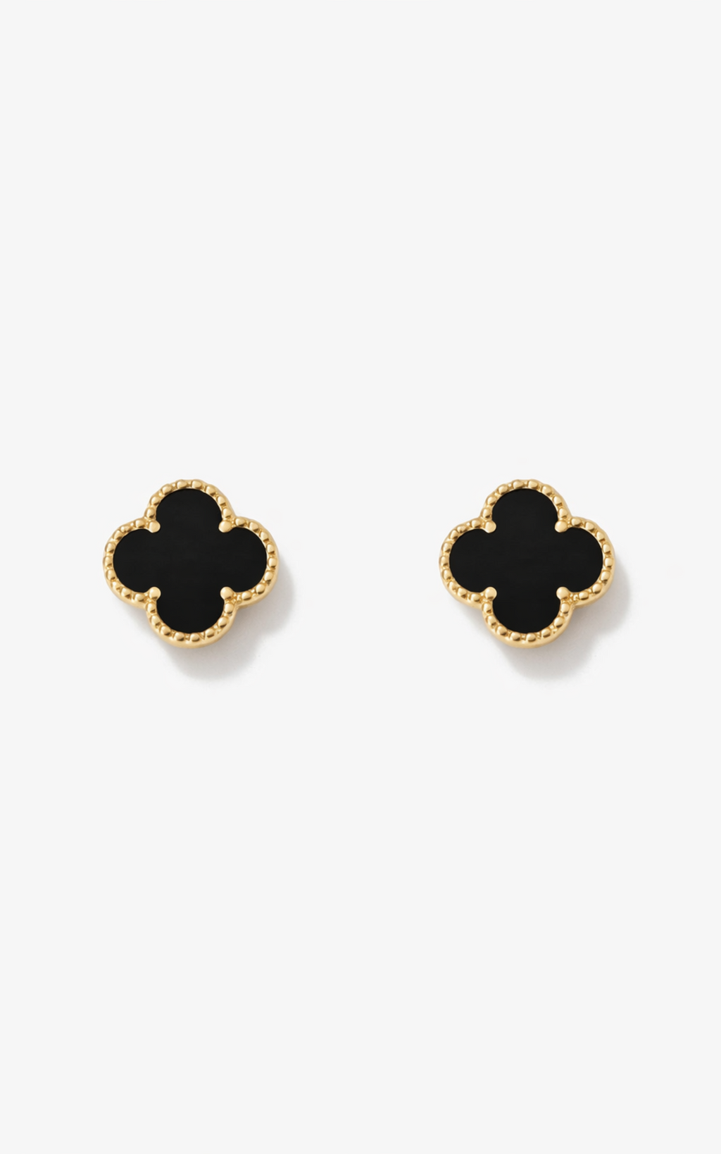 Yvette Earrings - Clover Stud Earrings in Gold/Black