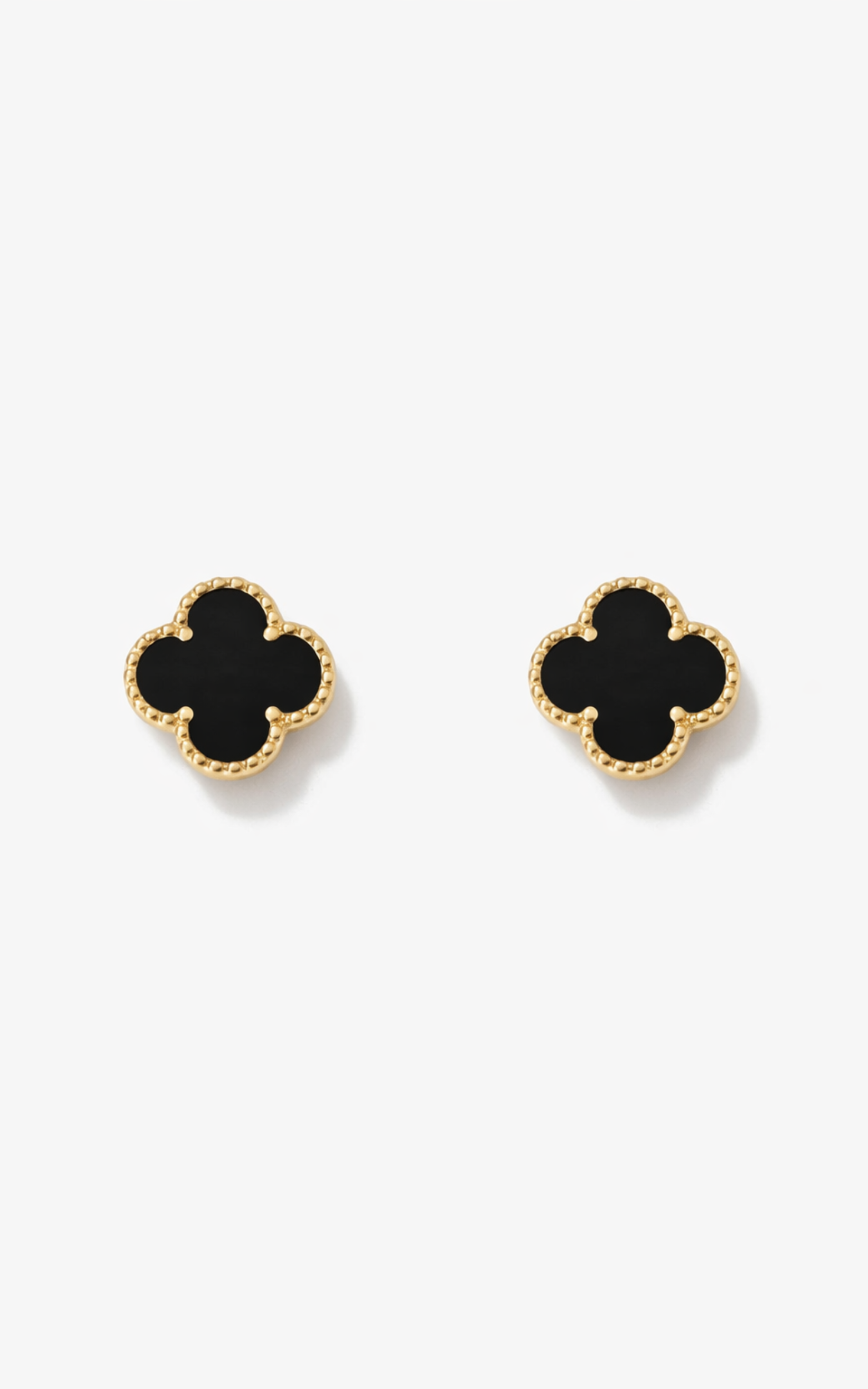 Yvette Earrings - Clover Stud Earrings in Gold/Black
