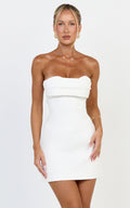 Zinnia Mini Dress - Strapless Aline Dress in White