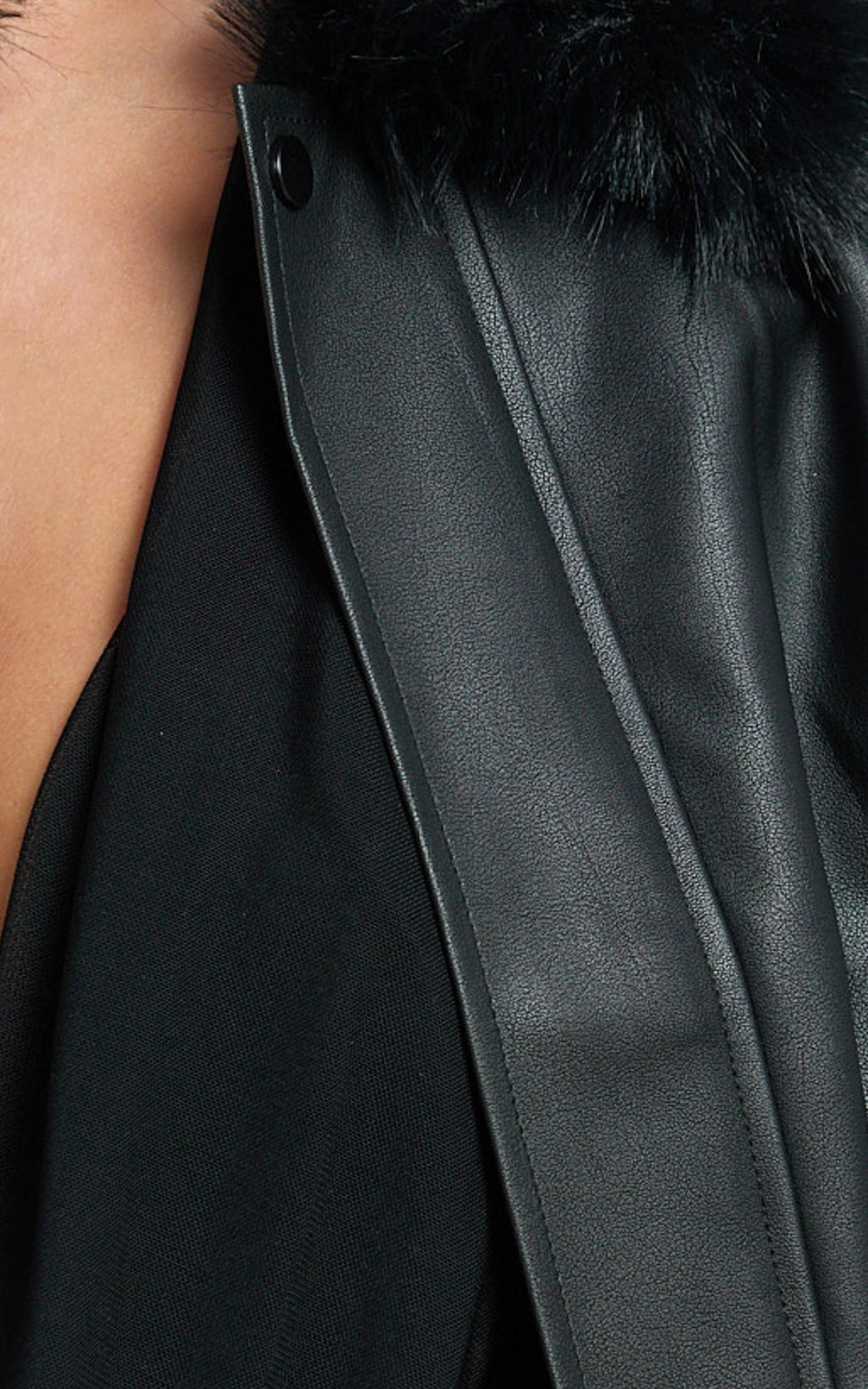 Zuri Jacket - Faux Fur Collar and Cuff Suede Jacket in Black
