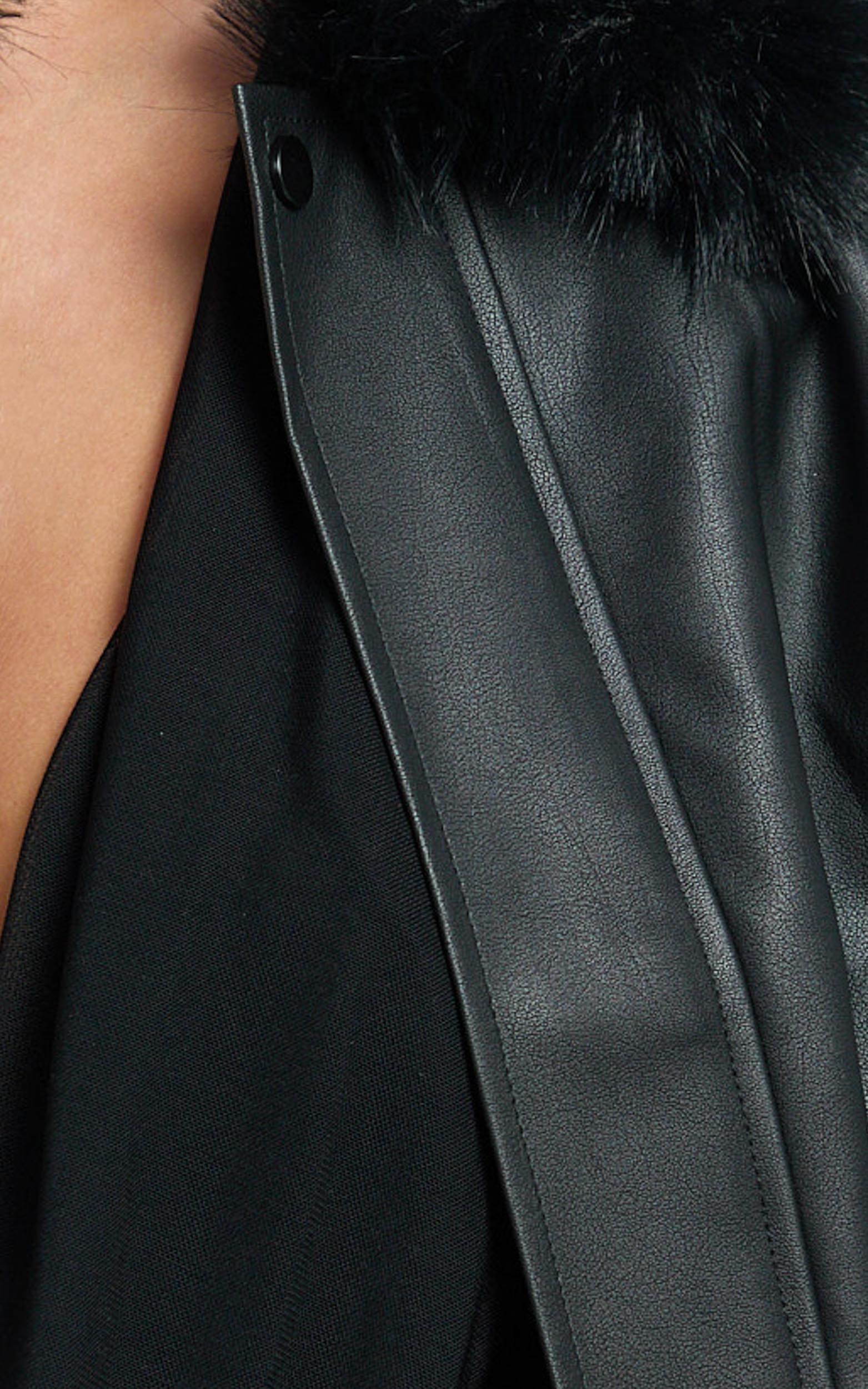 Zuri Jacket - Faux Fur Collar and Cuff Suede Jacket in Black