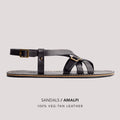 Nero | Strappy leather sandals with two buckle accents