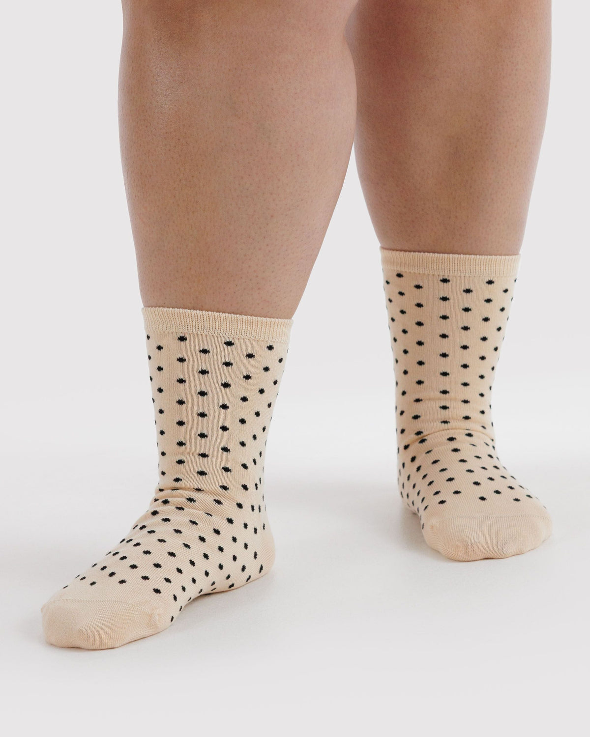 Crew Sock - Micro Cream and Black Polka Dot - image 2