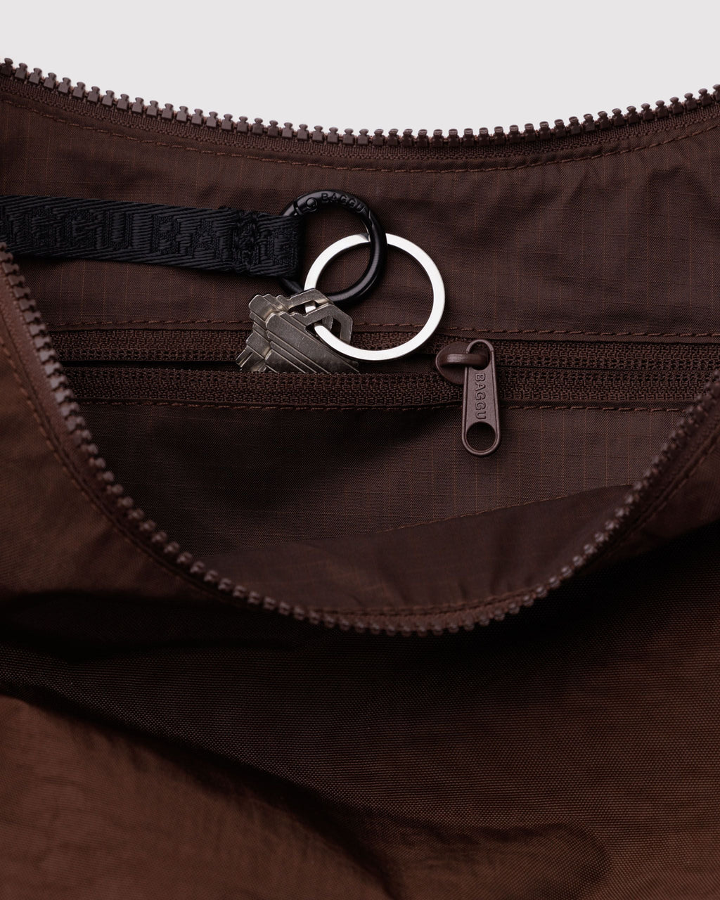 Medium Nylon Crescent Bag - Coffee - image 3