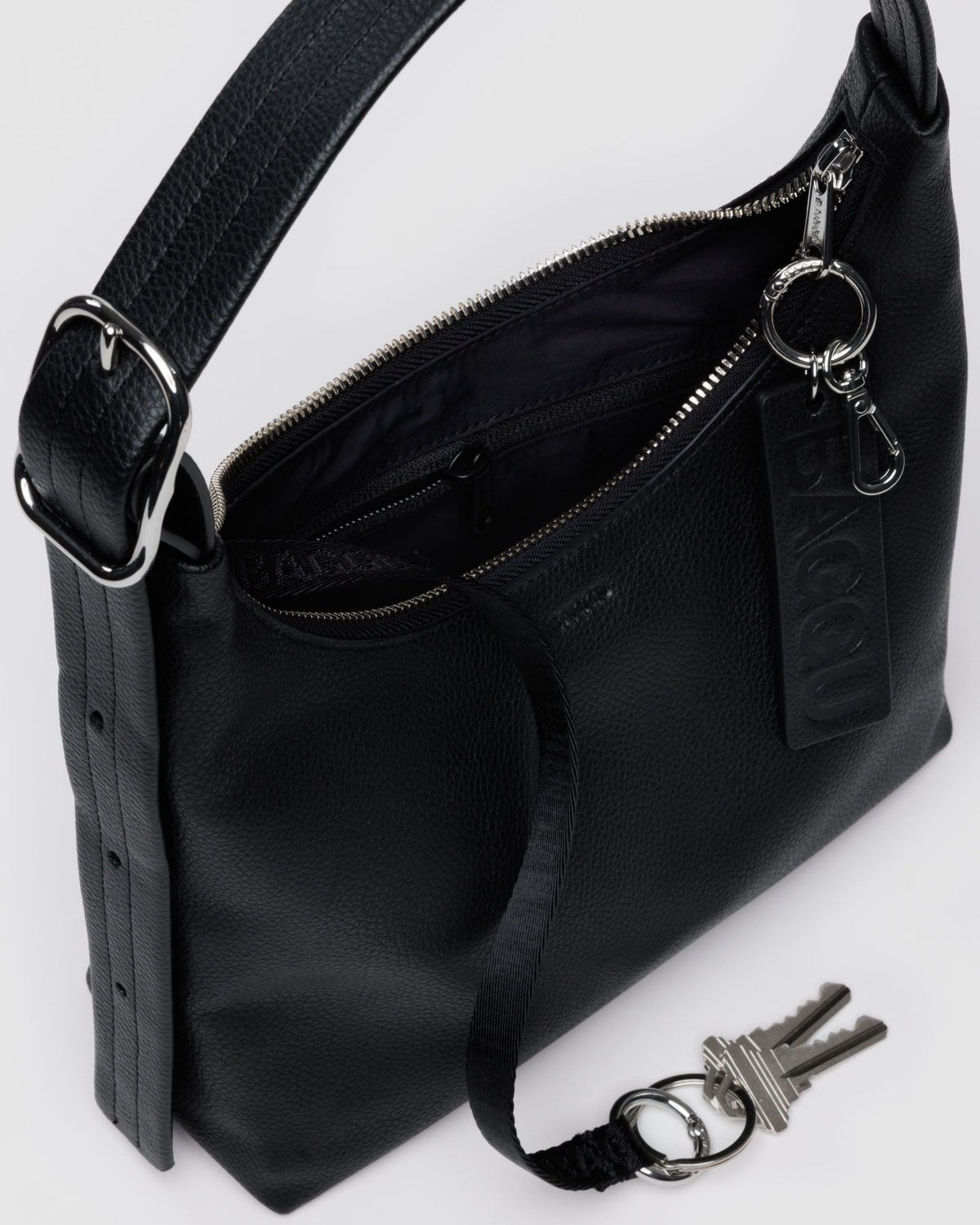 Mini Recycled Leather Shoulder Bag - Black - image 3