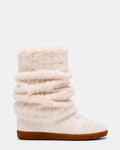 MAVIS Faux Fur White Suede High-Top Velcro Women's Wedge Sneaker | Steve Madden