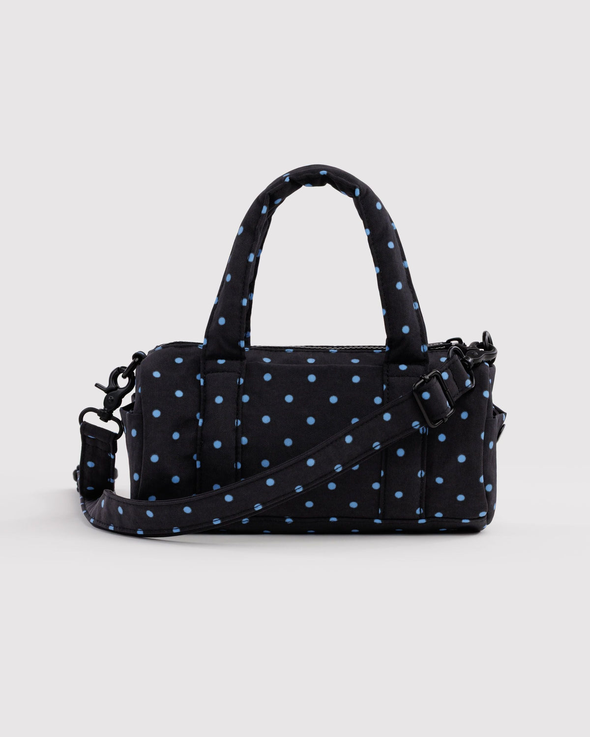 Small Nylon Duffle Bag - Black and Sky Blue Micro Dot