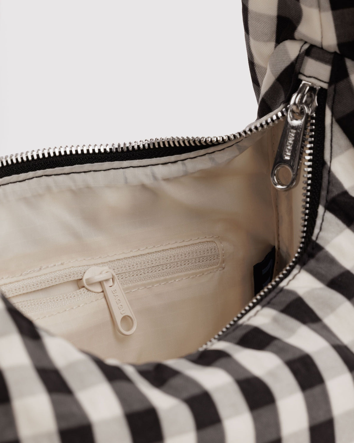 Small Nylon Meringue Bag - Black and Cream Gingham - image 4