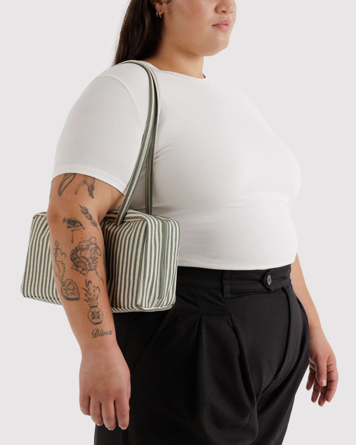 Nylon Bowler Bag - Sage Stripe - image 2