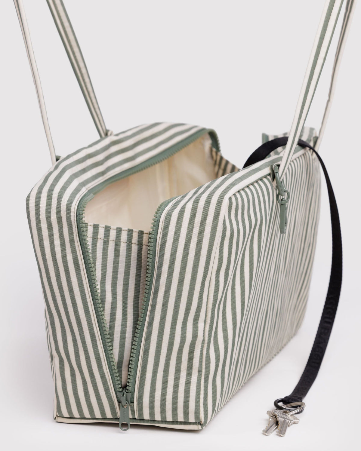 Medium Nylon Bowler Bag - Sage Stripe - image 4