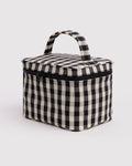 Large Cosmetic Case - Black and Cream Gingham