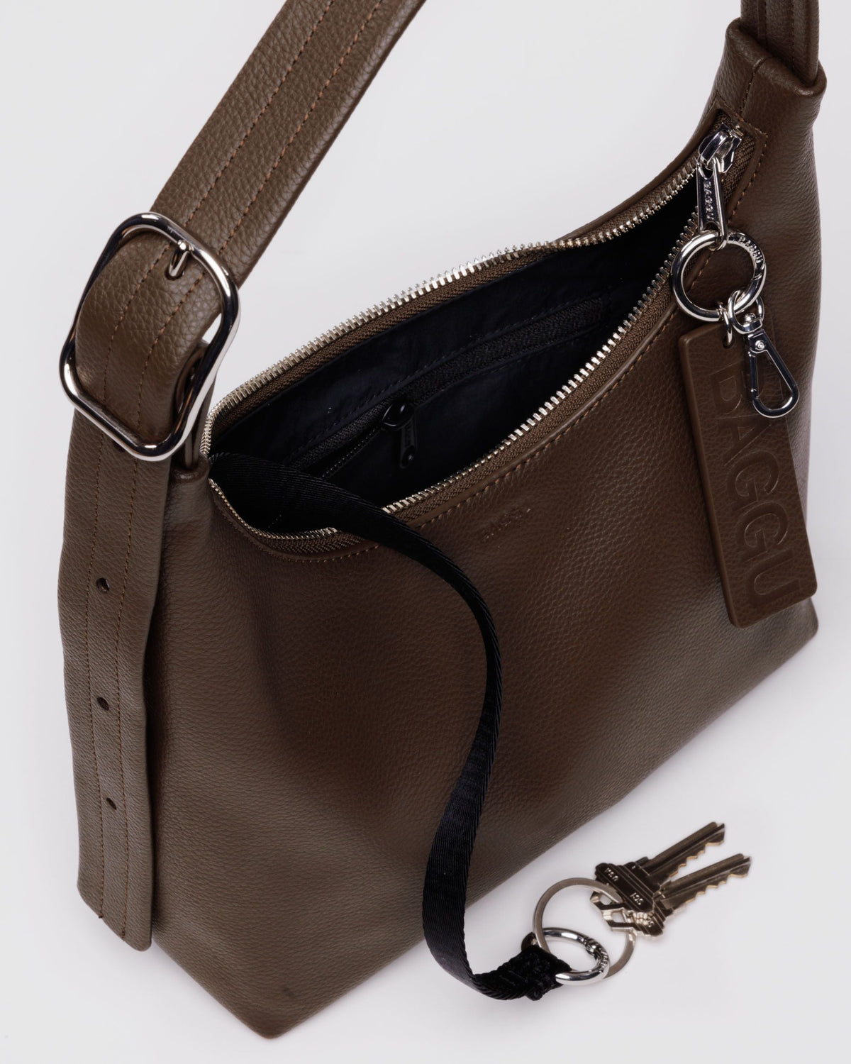 Mini Recycled Leather Shoulder Bag - Brown - image 3
