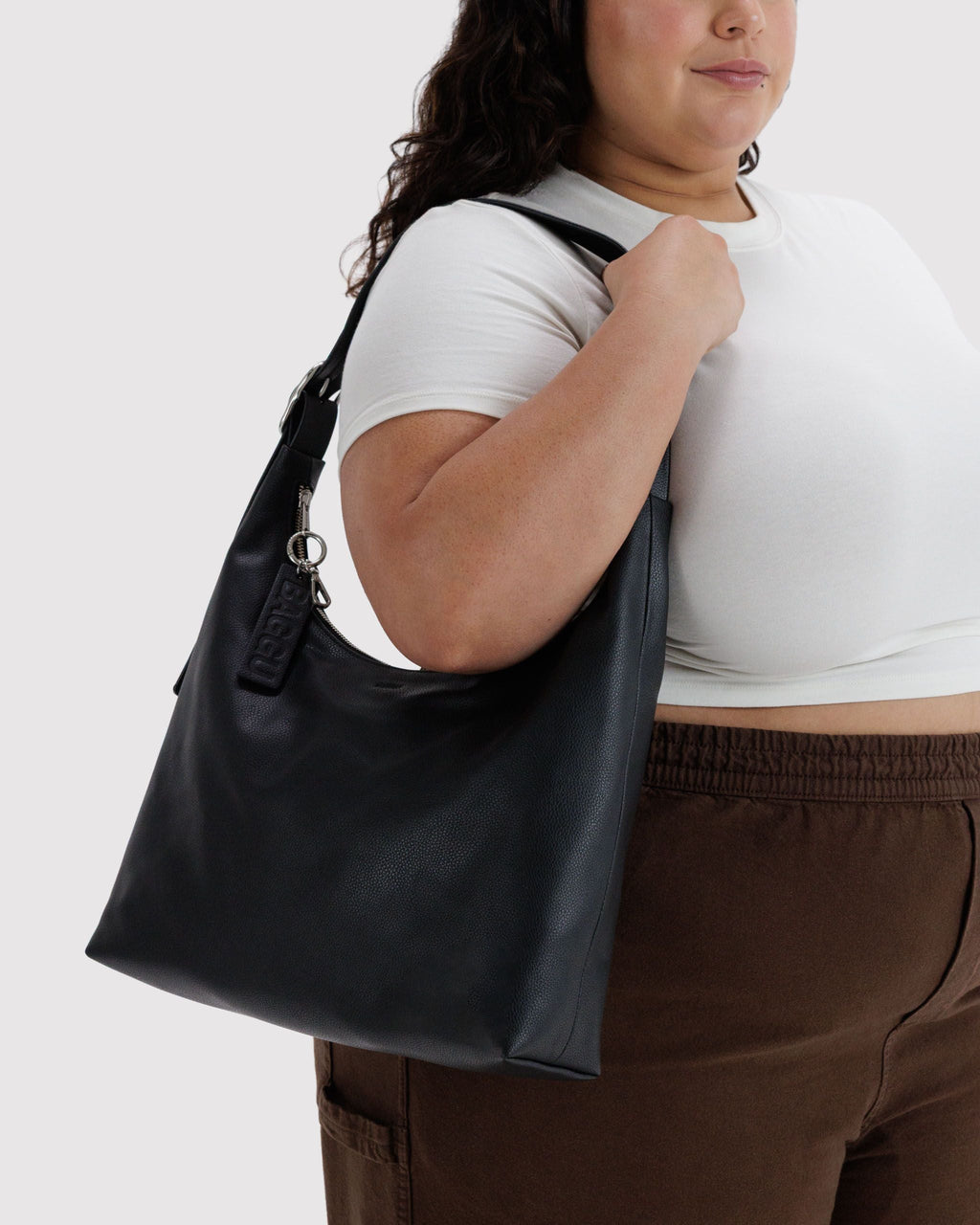 Recycled Leather Shoulder Bag - Black - image 2
