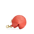 Coral | Leather fortune cookie shaped keychain pouch
