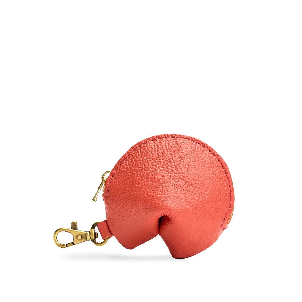 Coral | Leather fortune cookie shaped keychain pouch