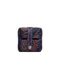 Carnival | Foldable square leather pouch with snap closure open