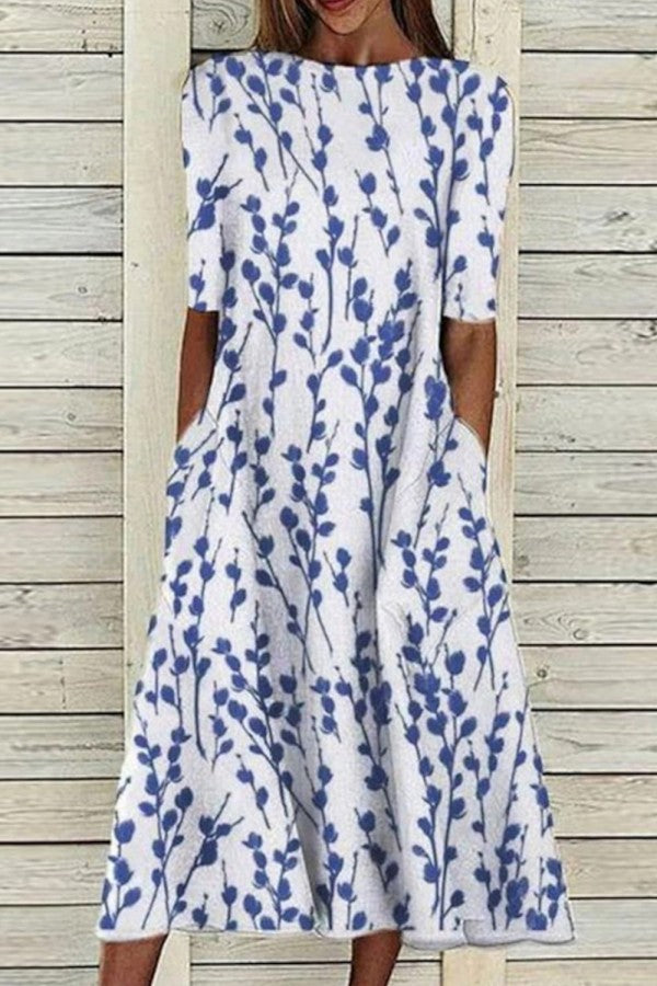 Women’s Dress | Crew Neck Half Sleeve Midi