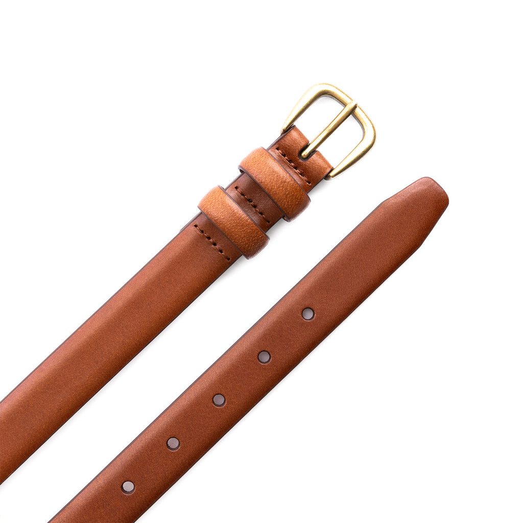 Women's Slim Double Loop Leather Belt