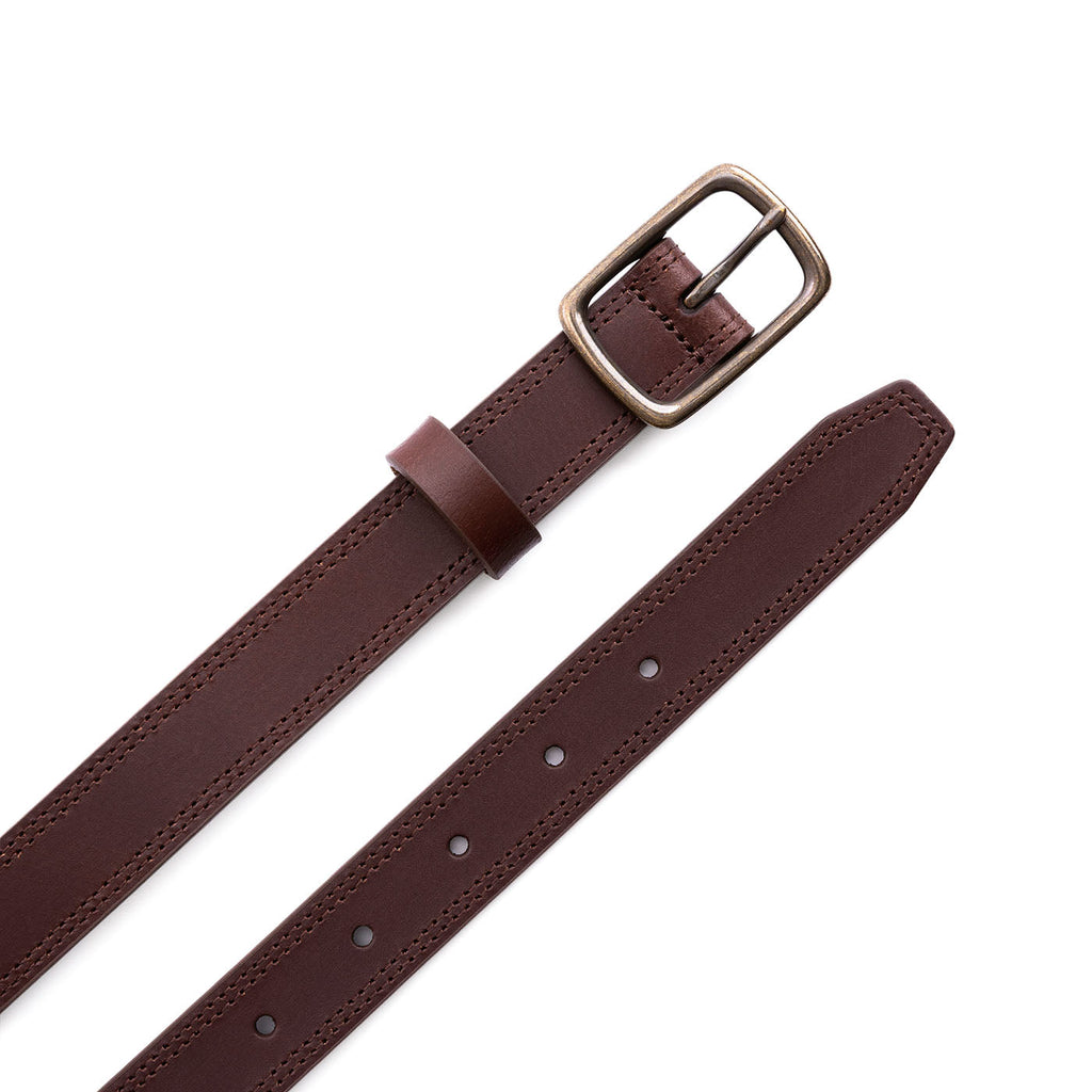 Women's Slim Double Stitch Leather Belt